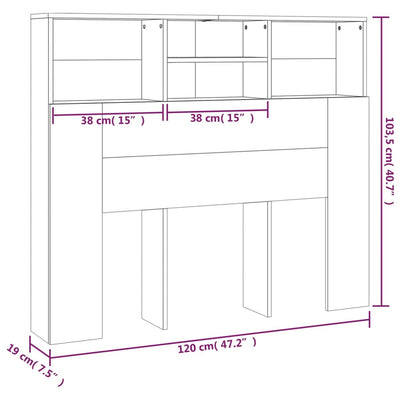 Headboard Cabinet Sonoma Oak 120 cm