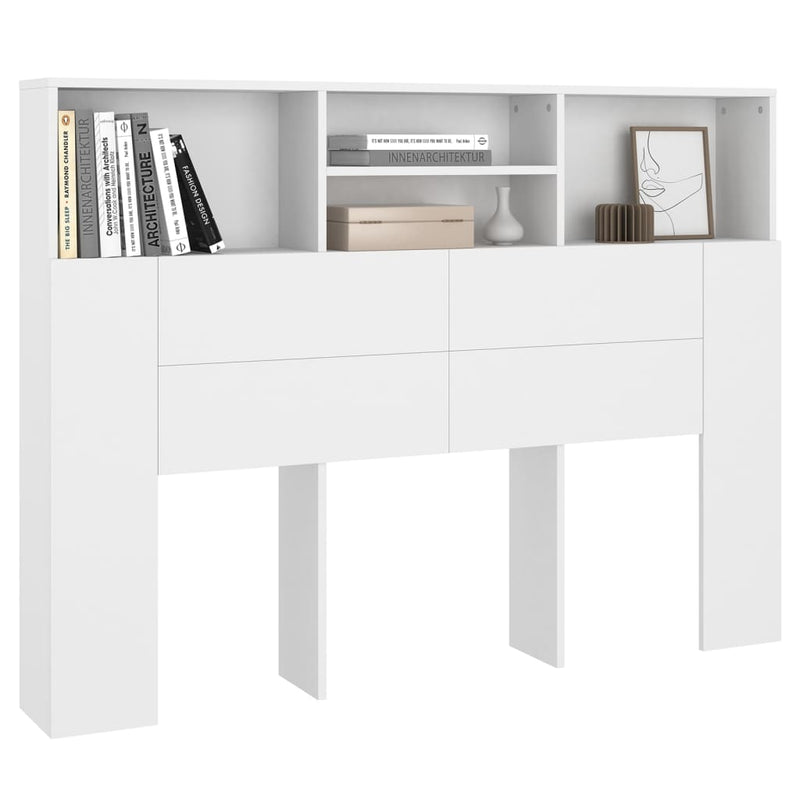 Headboard Cabinet White 140 cm