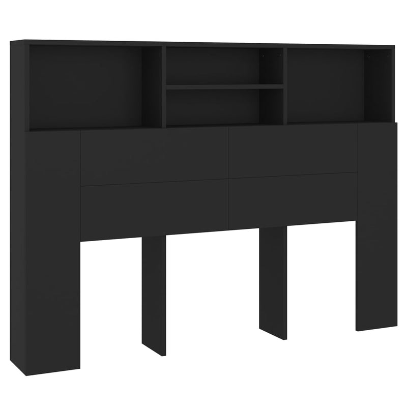 Headboard Cabinet Black 140 cm