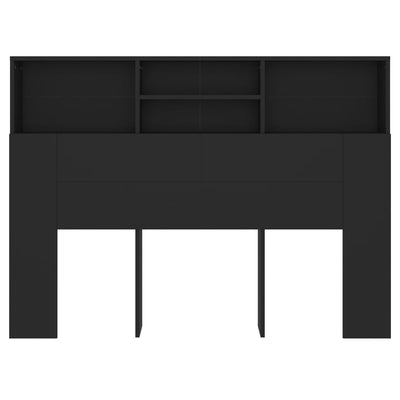 Headboard Cabinet Black 140 cm