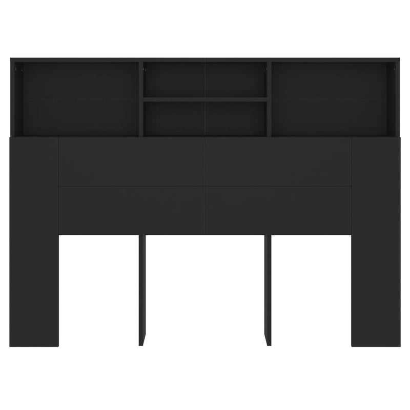 Headboard Cabinet Black 140 cm