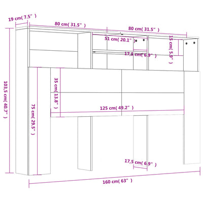 Headboard Cabinet Sonoma Oak 160 cm