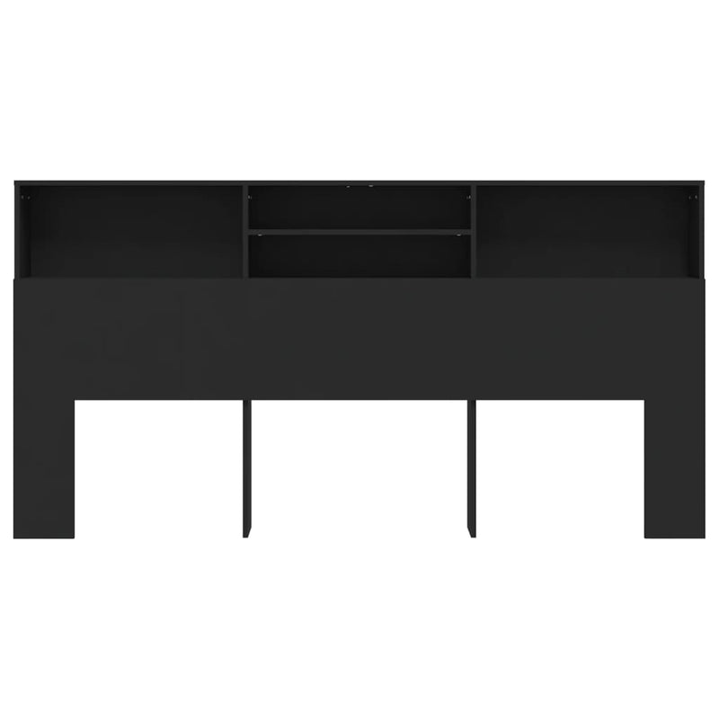 Headboard Cabinet Black 200 cm