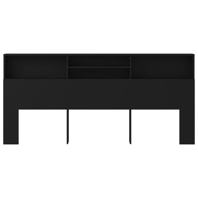 Headboard Cabinet Black 220 cm