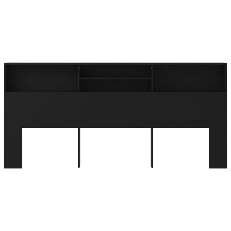 Headboard Cabinet Black 220 cm