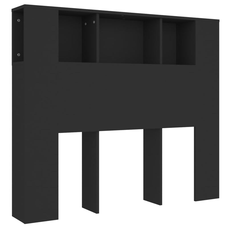 Headboard Cabinet Black 120 cm