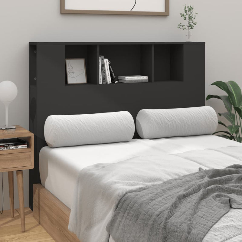 Headboard Cabinet Black 120 cm