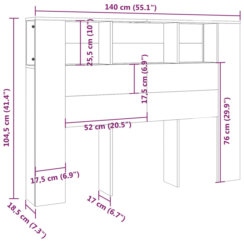 Headboard Cabinet White 140 cm