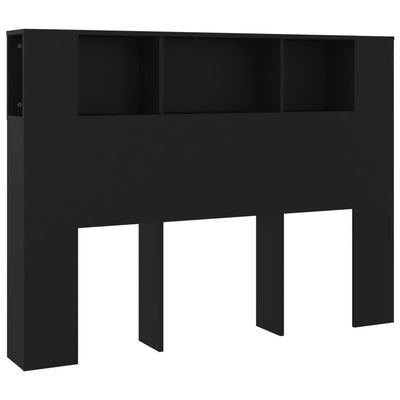 Headboard Cabinet Black 140 cm