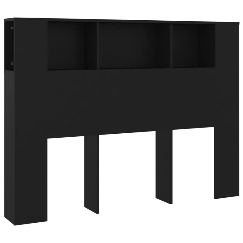 Headboard Cabinet Black 140 cm