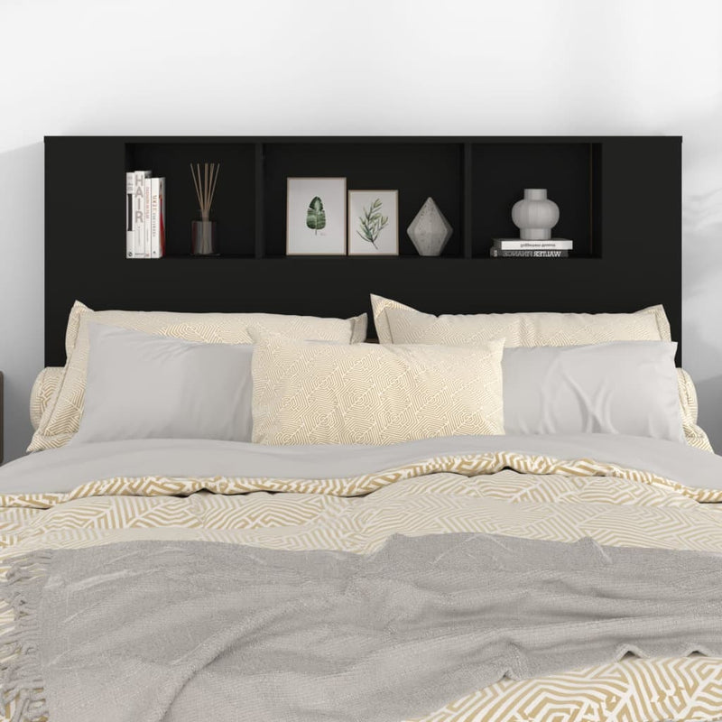 Headboard Cabinet Black 140 cm