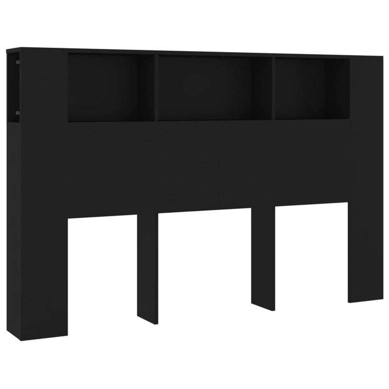 Headboard Cabinet Black 160 cm