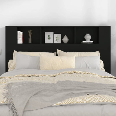 Headboard Cabinet Black 160 cm