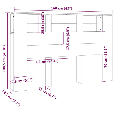 Headboard Cabinet Sonoma Oak 160x18.5x104.5 cm