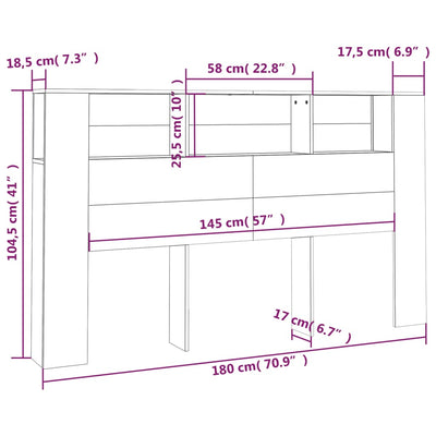 Headboard Cabinet White 180 cm