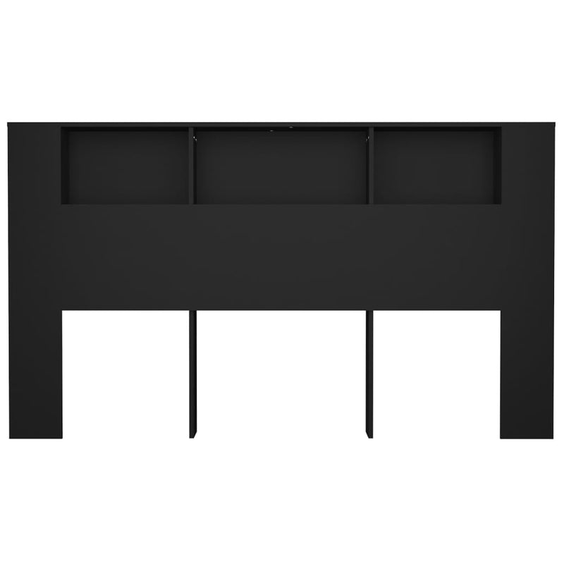 Headboard Cabinet Black 180 cm