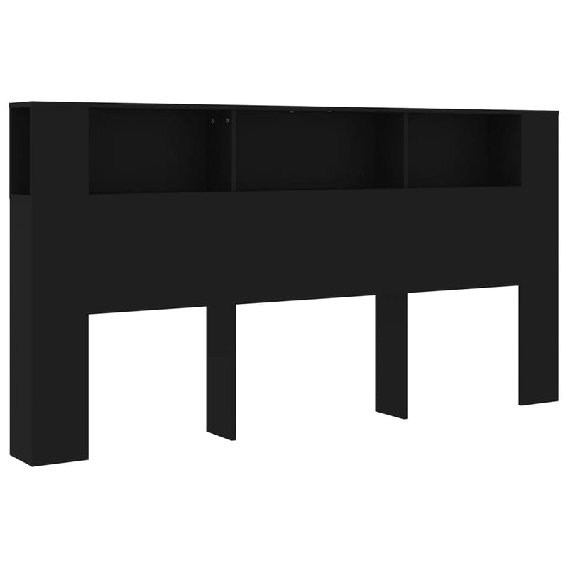 Headboard Cabinet Black 200 cm