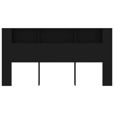 Headboard Cabinet Black 200 cm