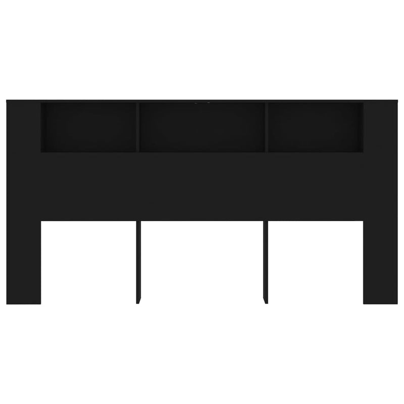 Headboard Cabinet Black 200 cm