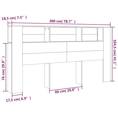 Headboard Cabinet Black 200 cm