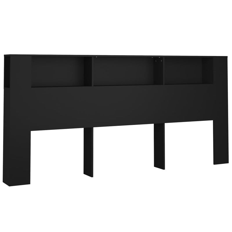 Headboard Cabinet Black 220 cm