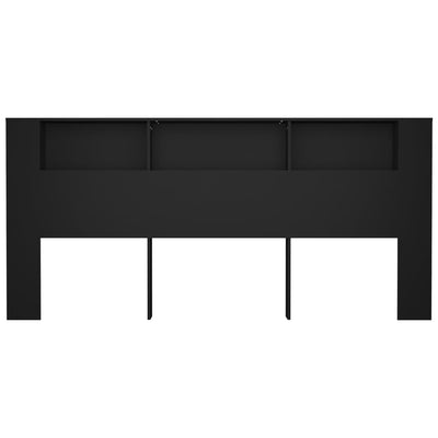 Headboard Cabinet Black 220 cm