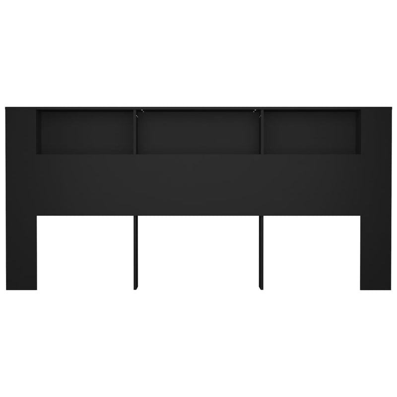 Headboard Cabinet Black 220 cm