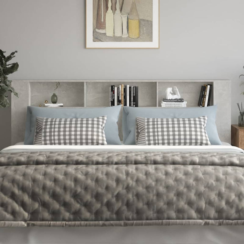 Headboard Cabinet Concrete Grey 220 cm