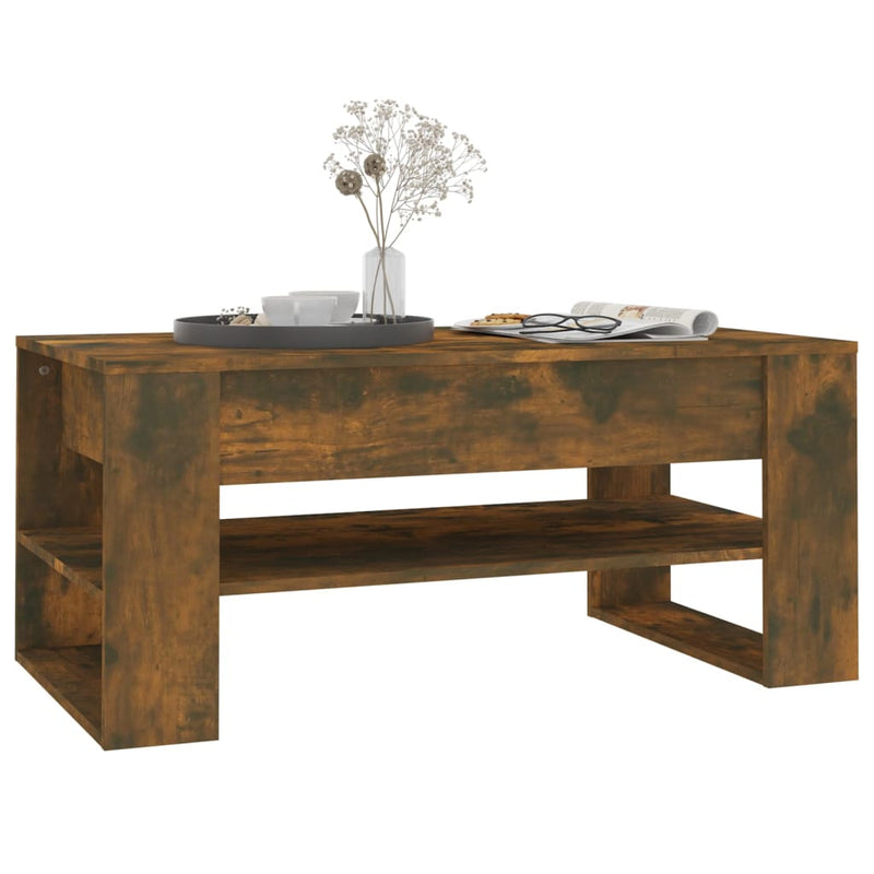 Coffee Table Smoked Oak 102x55x45 cm Engineered Wood