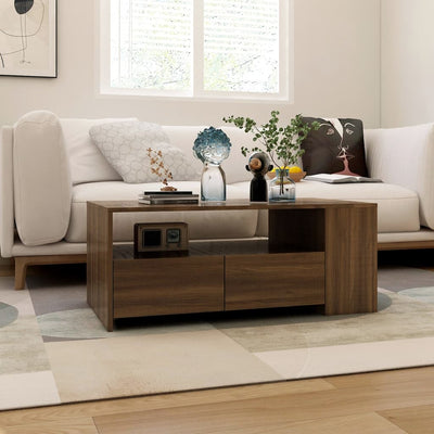 Coffee Table Brown Oak 102x55x42 cm Engineered Wood