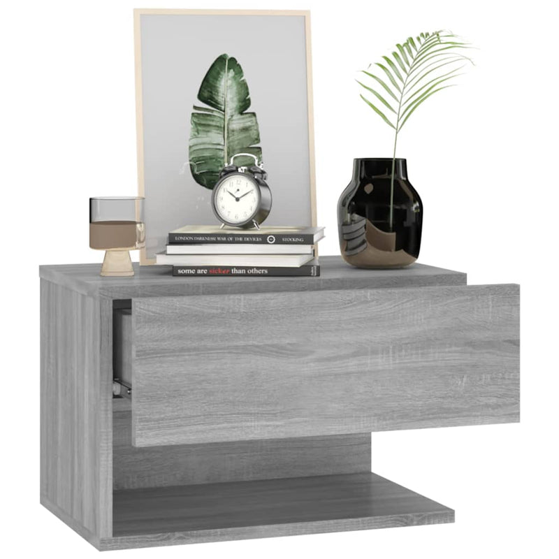 Wall-mounted Bedside Cabinet Grey Sonoma