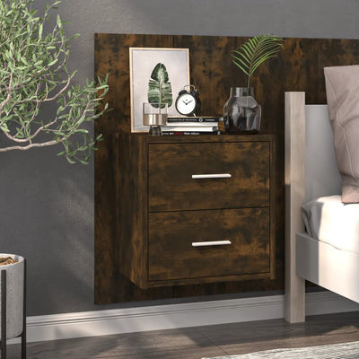 Wall-mounted Bedside Cabinets 2 pcs Smoked Oak