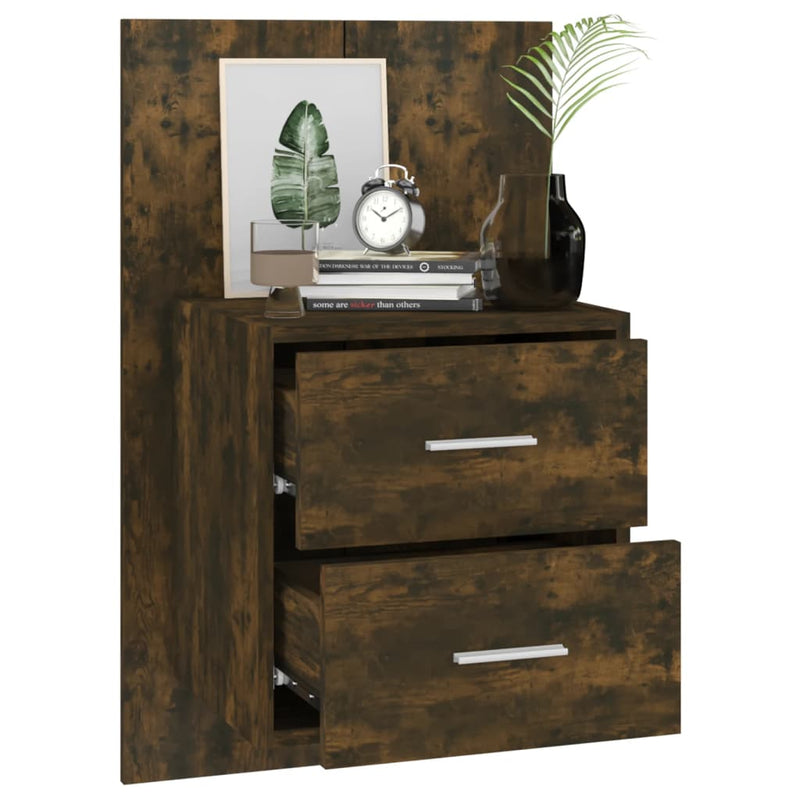 Wall-mounted Bedside Cabinets 2 pcs Smoked Oak