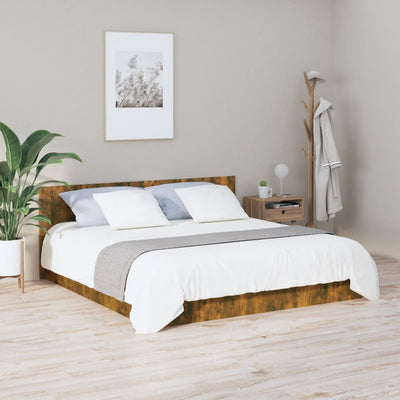 Bed Headboard Smoked Oak 200 cm Engineered Wood