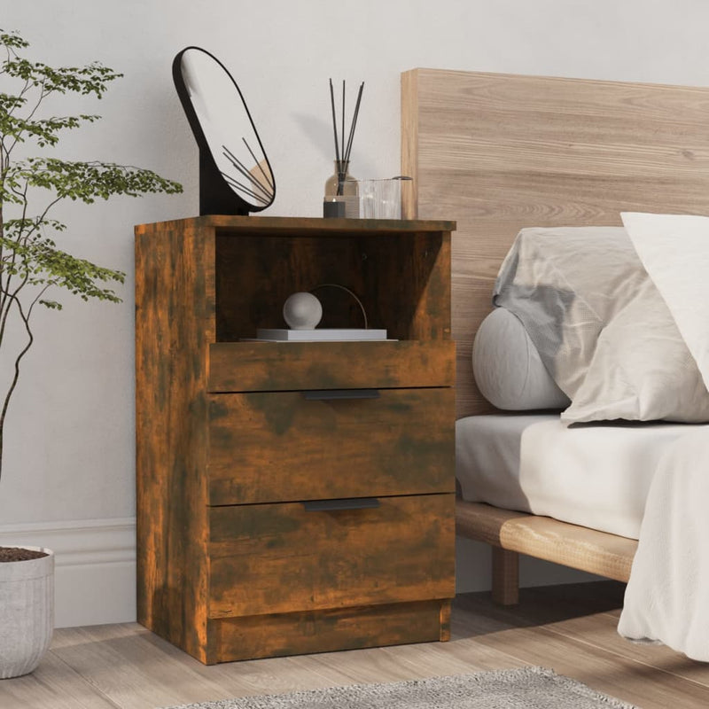 Bedside Cabinets 2 pcs Smoked Oak Engineered Wood