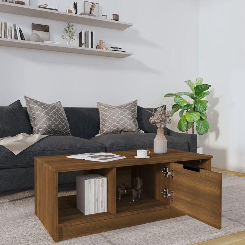 Coffee Table Brown Oak 102x50x36 cm Engineered Wood