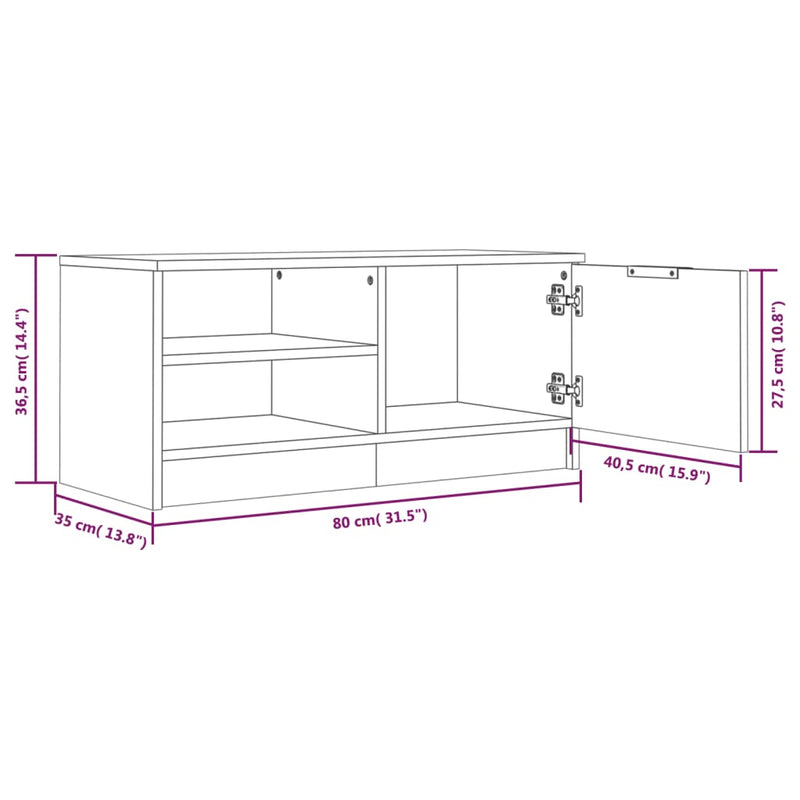 TV Cabinets 2 pcs Smoked Oak 80x35x36.5 cm Engineered Wood