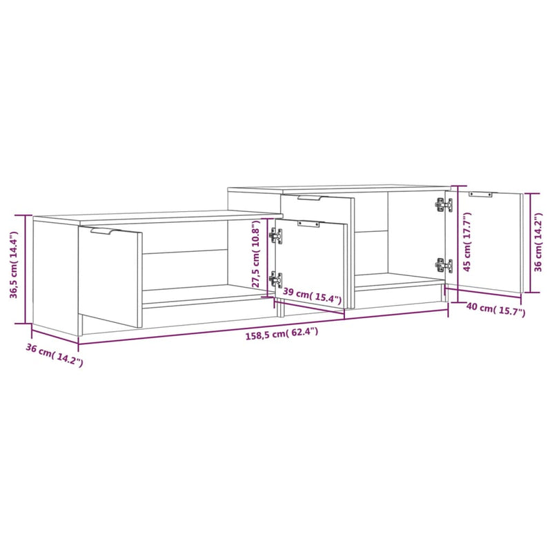 TV Cabinet Grey Sonoma 158.5x36x45 cm Engineered Wood