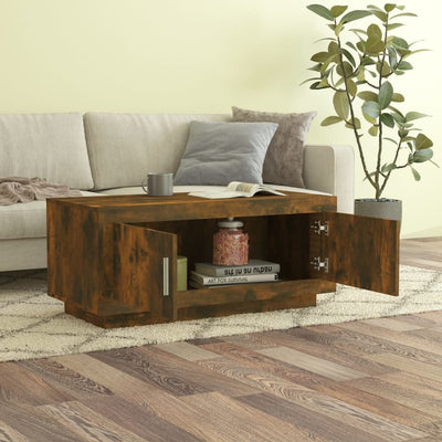 Coffee Table Smoked Oak 102x50x45 cm Engineered Wood