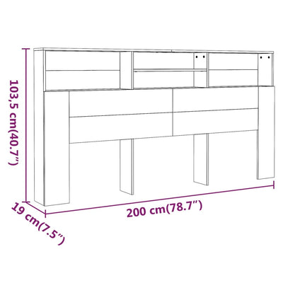 Headboard Cabinet Brown Oak 200 cm