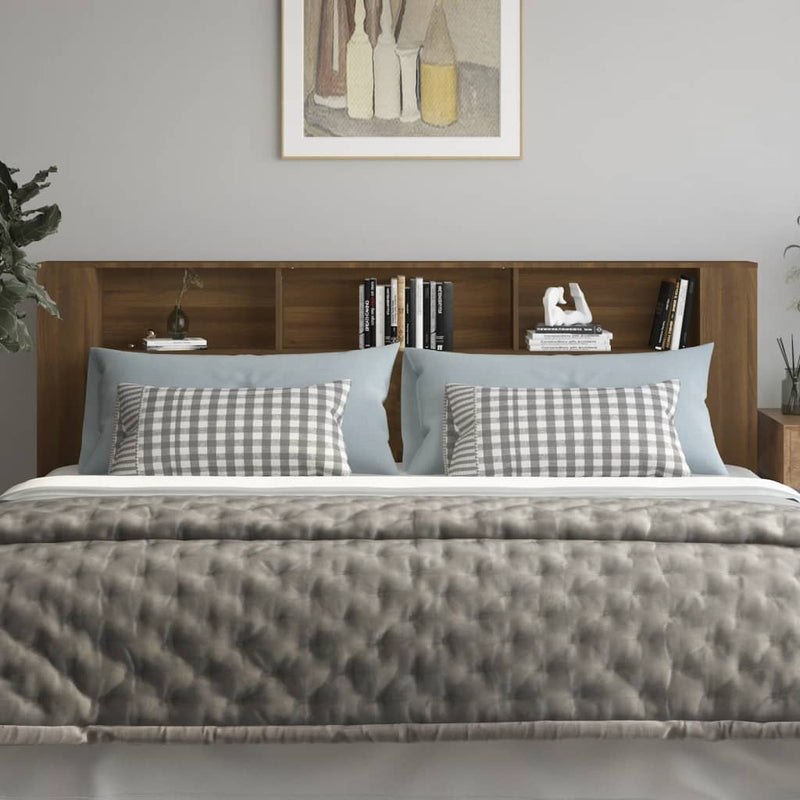 Headboard Cabinet Brown Oak 220 cm