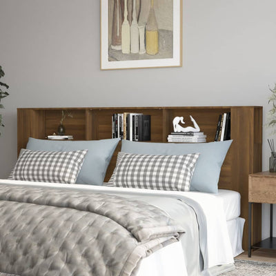 Headboard Cabinet Brown Oak 220 cm