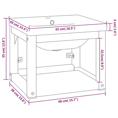 Bathroom Washbasin Frame with Built-in Basin Black Iron