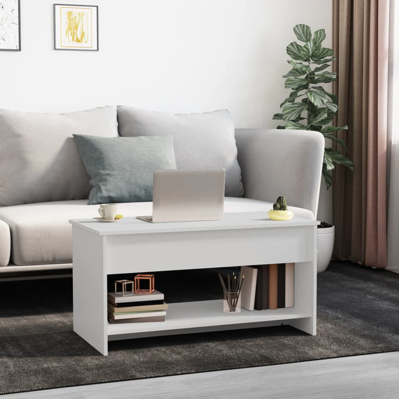 Coffee Table White 102x50x52.5 cm Engineered Wood