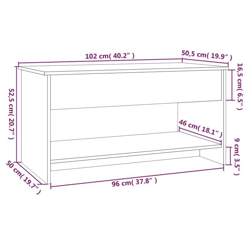 Coffee Table White 102x50x52.5 cm Engineered Wood