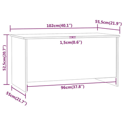 Coffee Table White 102x55.5x52.5 cm Engineered Wood