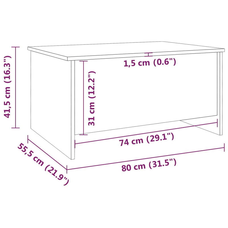 Coffee Table White 80x55.5x41.5 cm Engineered Wood