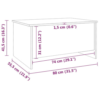 Coffee Table Black 80x55.5x41.5 cm Engineered Wood