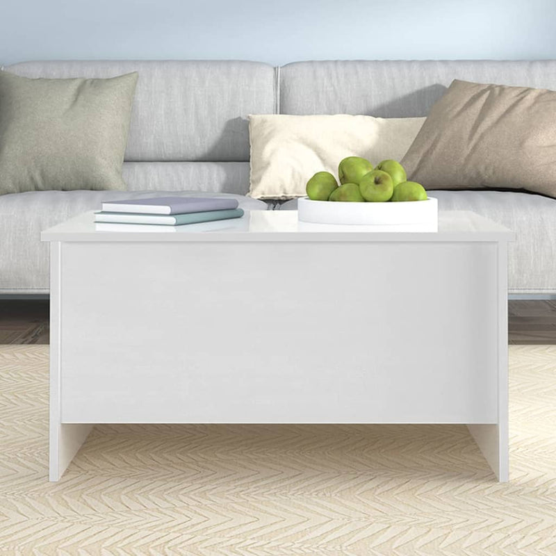 Coffee Table High Gloss White 80x55.5x41.5 cm Engineered Wood