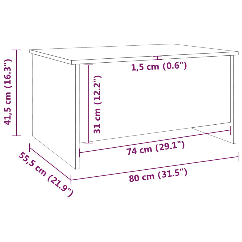 Coffee Table High Gloss White 80x55.5x41.5 cm Engineered Wood